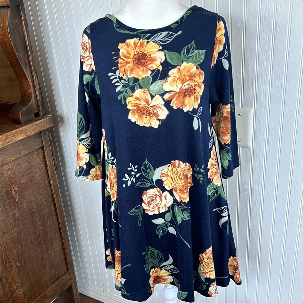 Navy with golden floral design.